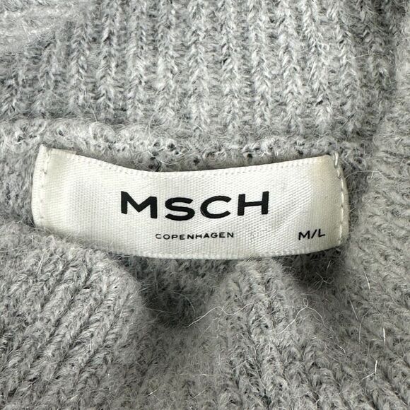 MSCH Copenhagen Sweater Womens M/L Gray Rose Mohair Pullover Mock Neck Cozy Knit - Picture 12 of 13